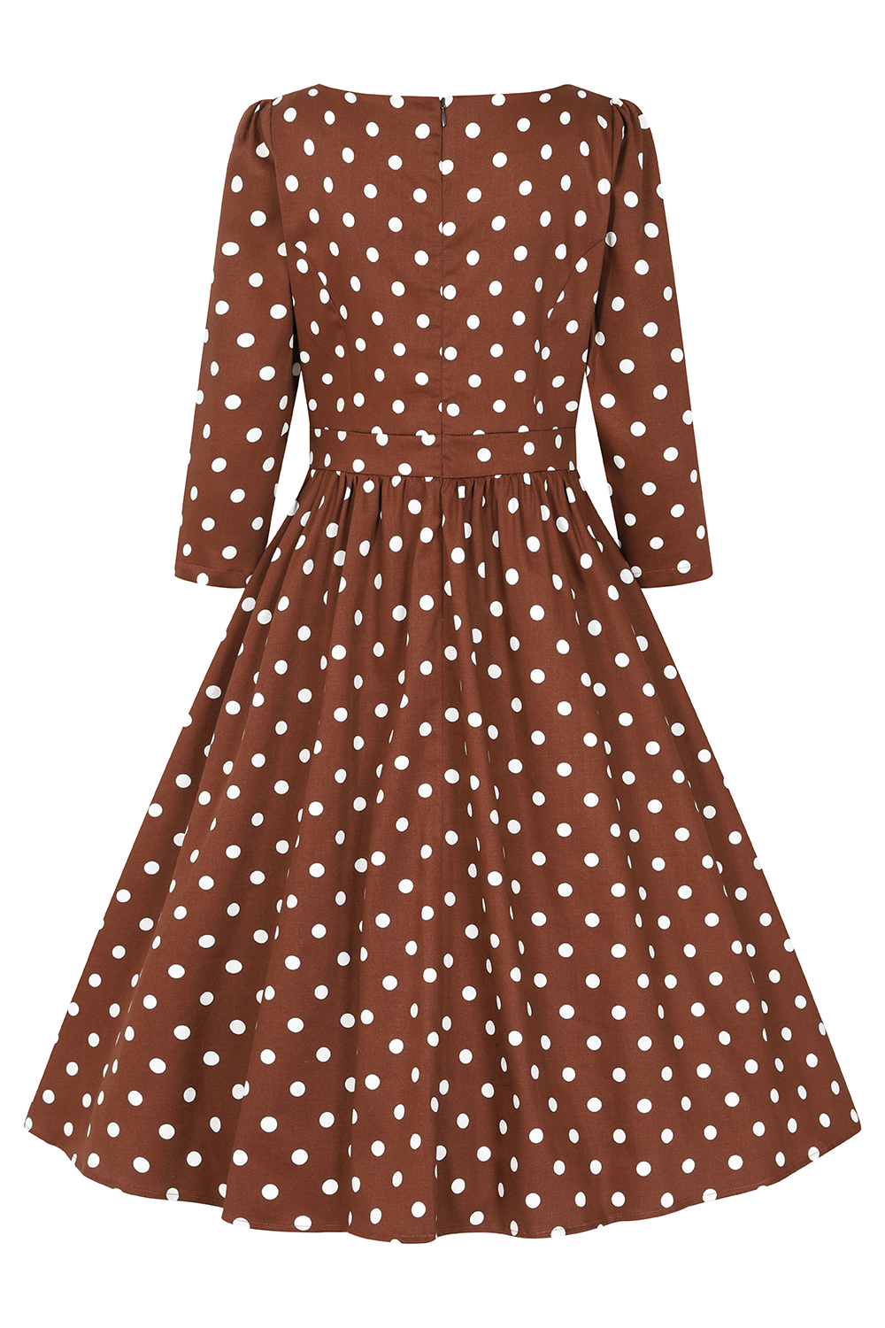 Milana Polka Dot Swing Dress in Brown